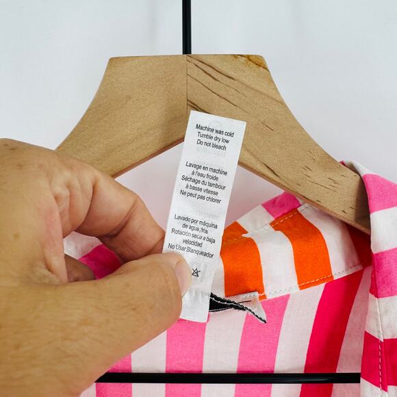 Beach Riot Alexa Striped Swim Cover Up Resort Shirt Long Sleeve Cotton Size PL - Picture 7 of 8